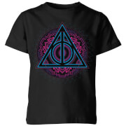Harry Potter Deathly Hallows Neon Kids T Shirt Black 11 12 Years harry potter kopen in de aanbieding