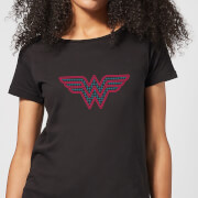Justice League Wonder Woman Retro Grid Logo Womens T Shirt Black Xxl justice league kopen in de aanbieding