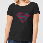 Justice League Superman Retro Grid Logo Womens T Shirt Black 3Xl justice league kopen in de aanbieding