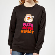 Image of Hamsta Pizza Movie Repeat Logo Light Women's Sweatshirt - Black - 5XL - Black