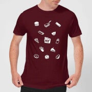 Does It Fry Pattern Men's T-Shirt - Burgundy - XS - Burgundy