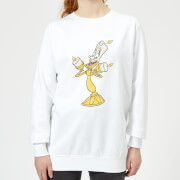 Image of Disney Beauty And The Beast Lumiere Distressed Women's Sweatshirt - White - XS - White