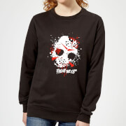Image of Friday the 13th Mask Splatter Women's Sweatshirt - Black - 5XL - Black