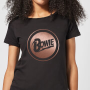 Image of David Bowie Rose Gold Badge Women's T-Shirt - Black - S - Black