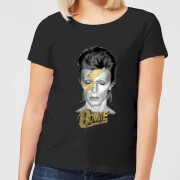 Image of David Bowie Aladdin Sane On Black Women's T-Shirt - Black - S - Black