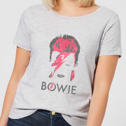 Image of David Bowie Aladdin Sane Distressed Women's T-Shirt - Grey - S - Grey