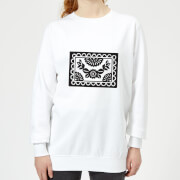 Black Cut Heart Pattern Flower Women's Sweatshirt - White - 5XL - Blanc