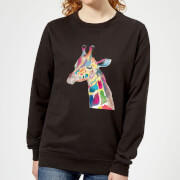 Multicolour Watercolour Giraffe Women's Sweatshirt - Black - 5XL - Noir