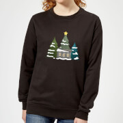 Cabin And Trees Women's Sweatshirt - Black - 5XL - Noir