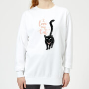 Candlelight I Love My Cat Black Cat Women's Sweatshirt - White - 5XL - Blanc