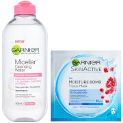 Garnier Micellar Water Sensitive Skin and Hydrating Face Sheet Mask for Dehydrated Skin Kit Exclusive