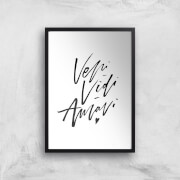 PlanetA444 Veni, Vidi, Amavi Art Print - A2 - Black Frame