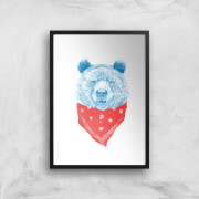 Balazs Solti Bandana Panda Art Print - A2 - Black Frame