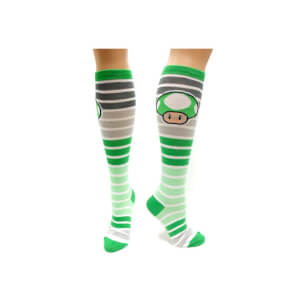 1-UP Mushroom (Striped) - Knee High Socks