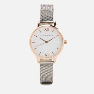 Olivia Burton Women's White Dial Mesh Watch - Rose Gold and Silver