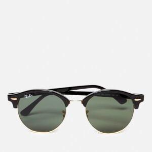 Ray-Ban Clubround Flat Lenses Half Metal Frame Sunglasses - Black