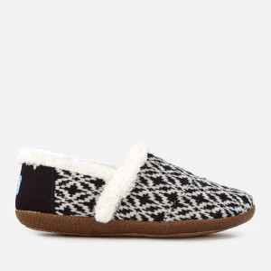 TOMS Women's Full Slippers - Black/White Fair Isle