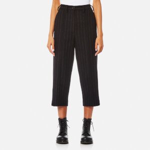 MM6 Maison Margiela Women's Felt Wool Pinstripe Trousers - Black Pinstripe