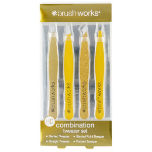 brushworks HD Combination Tweezer Set - Gold