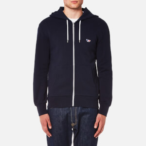 Maison Kitsuné Men's Tricolor Fox Patch Zip Hoody - Navy