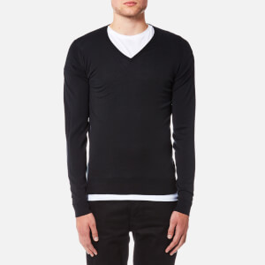 John Smedley Men's Blenheim 30 Gauge Extra Fine V Neck Jumper - Black