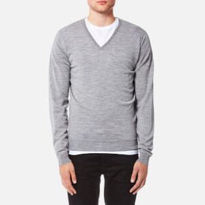 John Smedley Men's Blenheim 30 Gauge Extra Fine V Neck Jumper - Silver