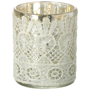 Parlane Lacey Glass Tealight Holder (9 x 7cm) - White