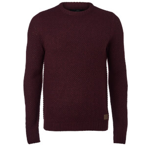 Threadbare Men's Sedley Crew Neck Jumper - Burgundy Twist