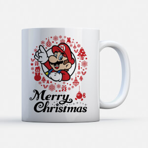Nintendo Mario merry christmas wreath mug
