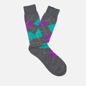 Pantherella Men's Turnmill Egyption Cotton Argyle Socks - Dark Grey Mix