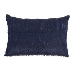 Bloomingville Fringe Detail Cushion - Blue