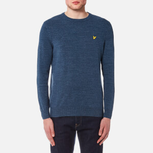 Lyle & Scott Men's Crew Neck Cotton Linen Knitted Jumper - Dark Navy Marl