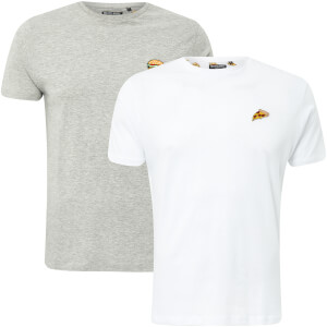 Lot de 2 T-Shirts Homme Dorado Hamburger & Pizza Brave Soul - Blanc / Gris