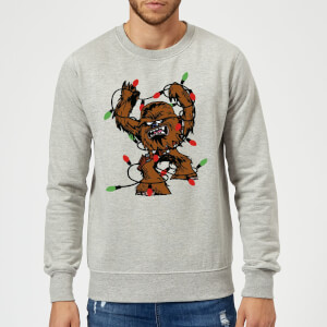 Star Wars Tangled Fairy Lights Chewbacca Grey Christmas Sweatshirt