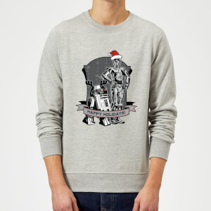 Star Wars Happy Holidays Droids Grey Christmas Sweatshirt