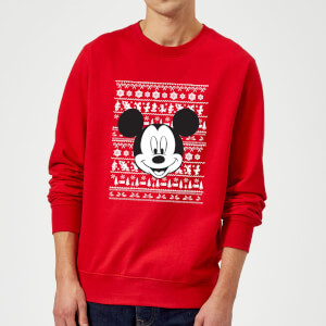 Sudadera Navidad Disney Mickey Mouse "Cara" - Hombre/Mujer - Rojo