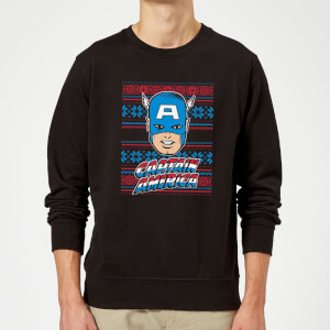Sudadera Navidad Marvel Comics "Captain America" Cara - Hombre/Mujer - Negro