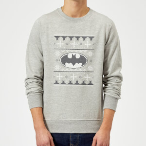 DC Batman Christmas Knit Logo Grey Christmas Sweatshirt
