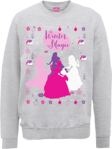 Disney Princess Christmas Princess Silhouettes Grey Christmas Sweatshirt
