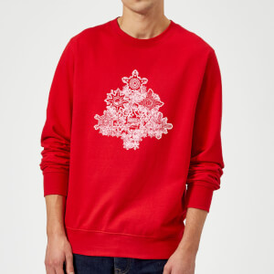 Sudadera Navidad Marvel Comics "Árbol de Navidad Escudos" - Hombre/Mujer - Rojo