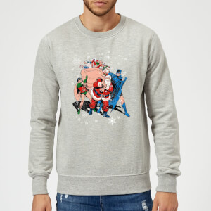 DC Comics Originals Batman And Robin Santa Claus Grey Christmas Sweatshirt