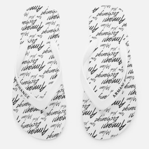 Armani Exchange Men's AX Flip Flops - AX All Over White