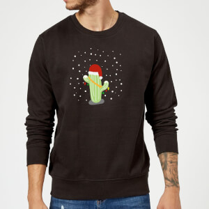 Sudadera Navidad "Cactus Gorro Papá Noel" - Hombre - Negro