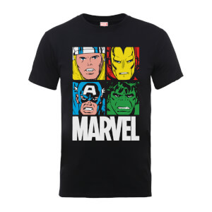 Marvel Helden op Tegels in Kleur Heren T-shirt - Zwart