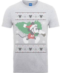 Disney Mickey Mouse Mickey Christmas Tree Men's Grey T-Shirt