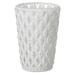 Parlane Lattice Glass Tealight Holder - White
