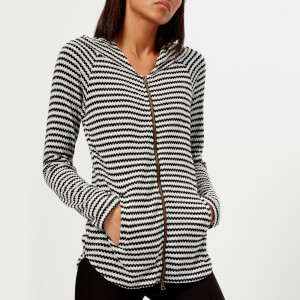 Pepper & Mayne Women's Fine Gauge Scallop Knit Hoody - White/Black