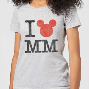 Disney Mickey Mouse I Heart MM Women's T-Shirt - Grey
