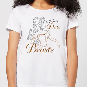 T-Shirt Femme La Belle et La Bête - Je Ne Sors qu'Avec des Bêtes (Disney) - Blanc