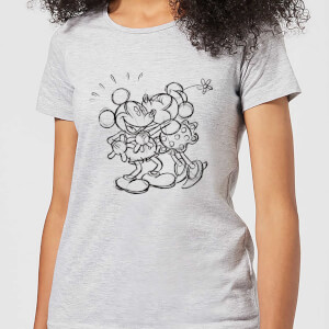 Disney Mickey Mouse Kissing Sketch Women's T-Shirt - Grey